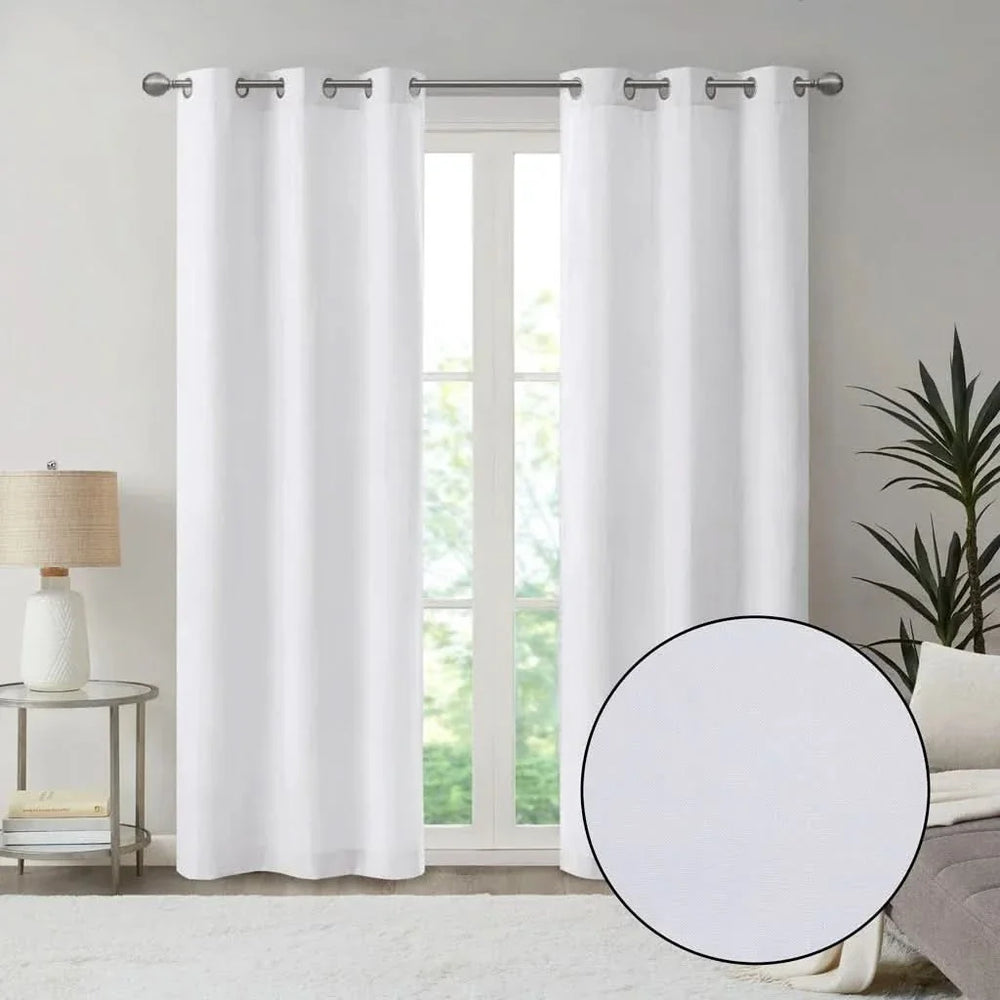 Basketweave Curtains Polyester Room Darkening Window Panel Pair 84 Inch Length Media 9