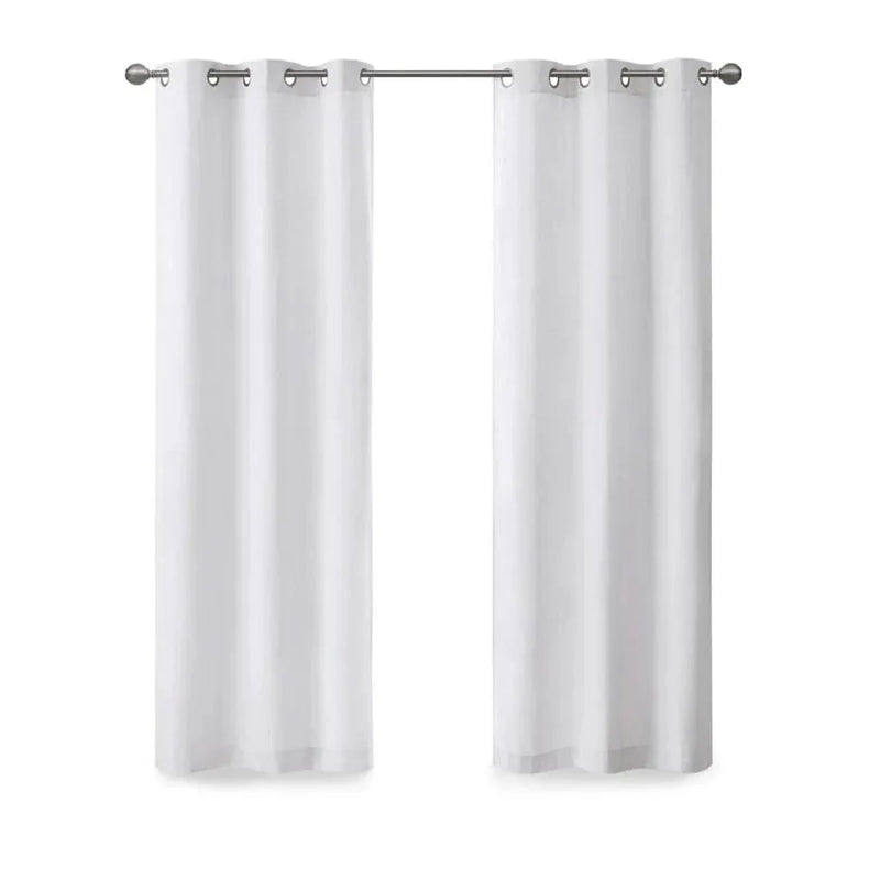 Basketweave Curtains Polyester Room Darkening Window Panel Pair 84 Inch Length