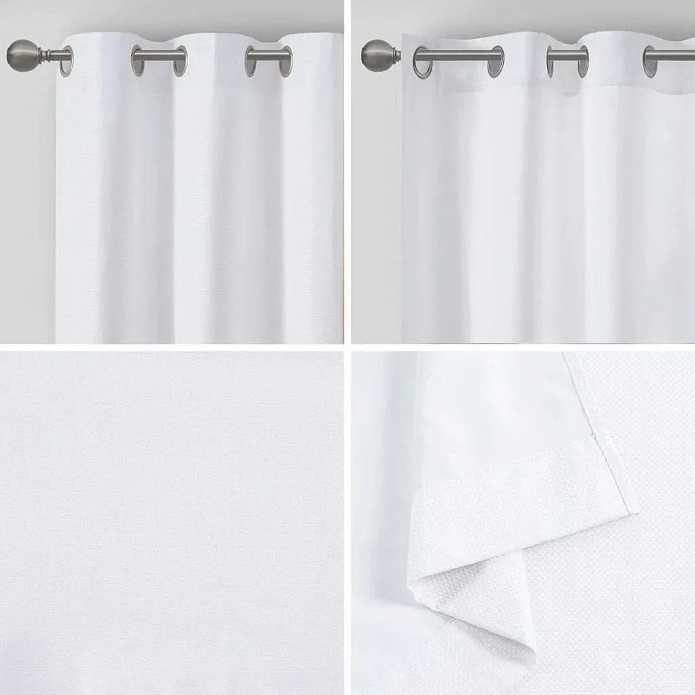 Basketweave Curtains Polyester Room Darkening Window Panel Pair 84 Inch Length Media 11