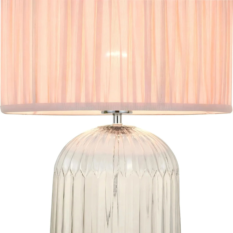 Table Lamp Glass Base Romantic Pink For Bedroom And Living Room Warm Light
