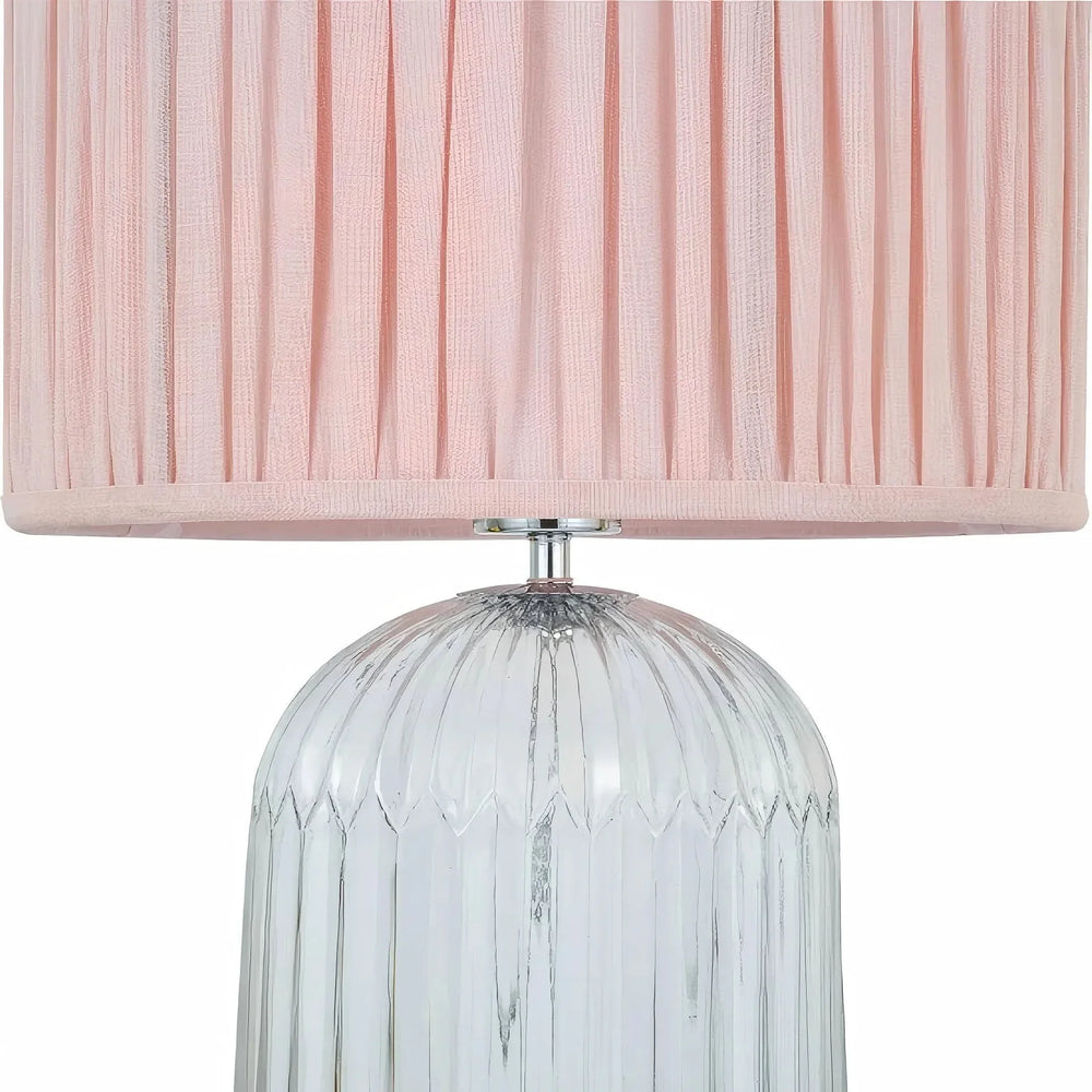 Table Lamp Glass Base Romantic Pink For Bedroom And Living Room Warm Light Media 5