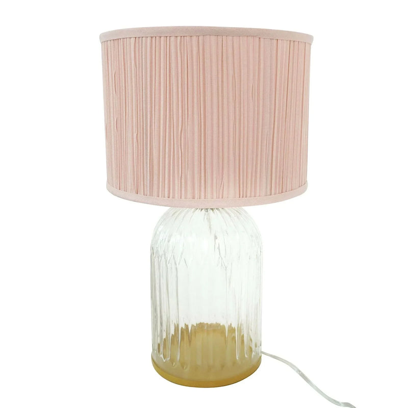 Table Lamp Glass Base Romantic Pink For Bedroom And Living Room Warm Light