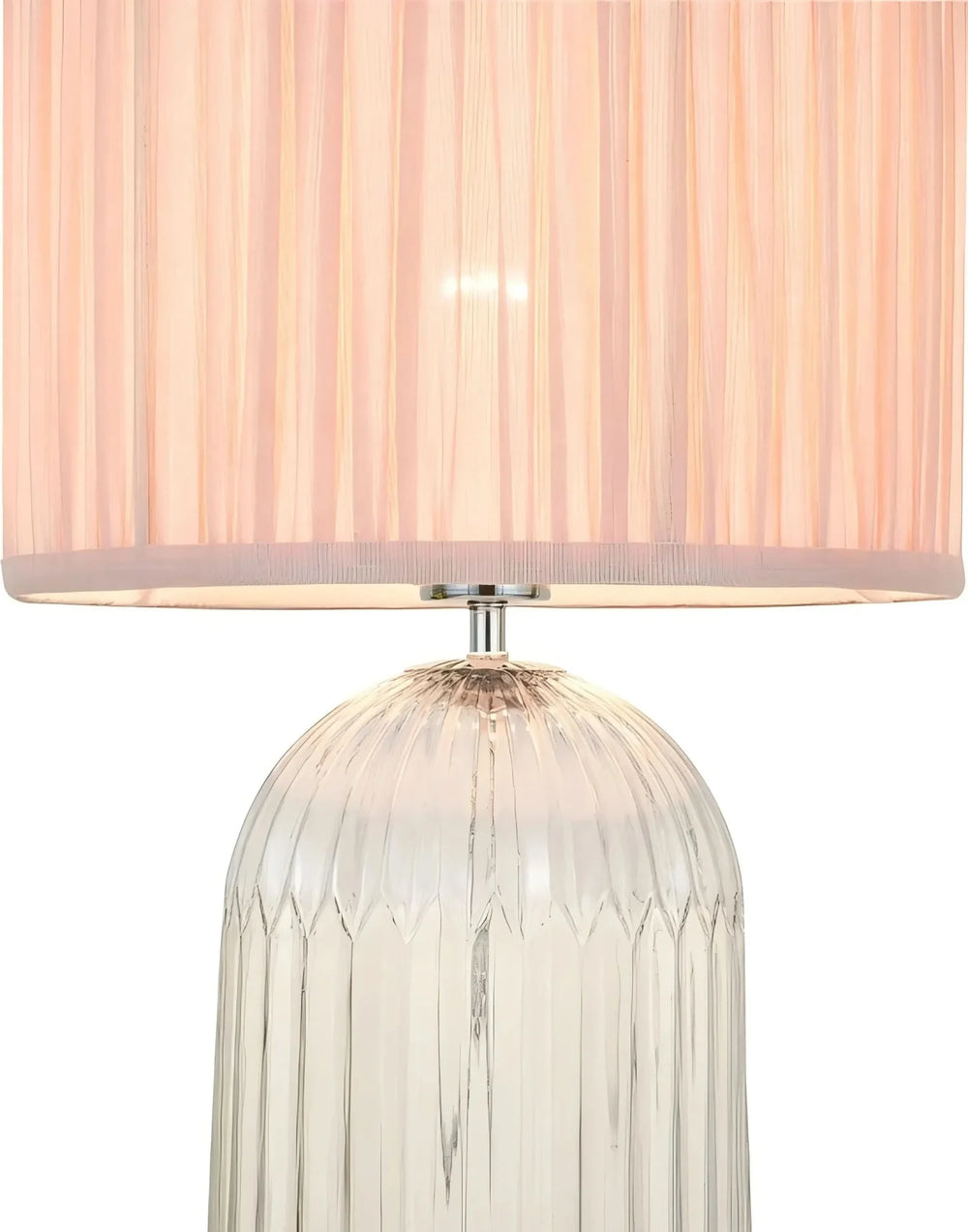 Table Lamp Glass Base Romantic Pink For Bedroom And Living Room Warm Light Media 2