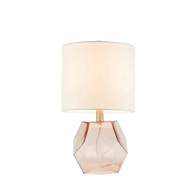 Table Lamp Glass Pink Accent Light For Living Room Decor Soft Glow