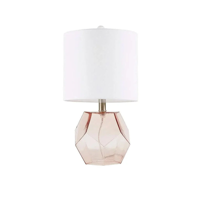 Table Lamp Glass Pink Accent Light For Living Room Decor Soft Glow