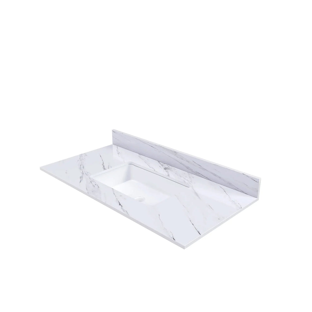 Marble Vanity Top Sintered Stone With Pre-Drilled Faucet Hole & Backsplash Media 5
