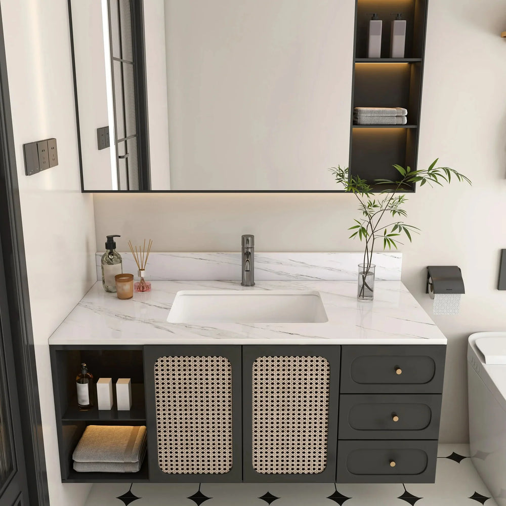 Marble Vanity Top Sintered Stone With Pre-Drilled Faucet Hole & Backsplash Media 15