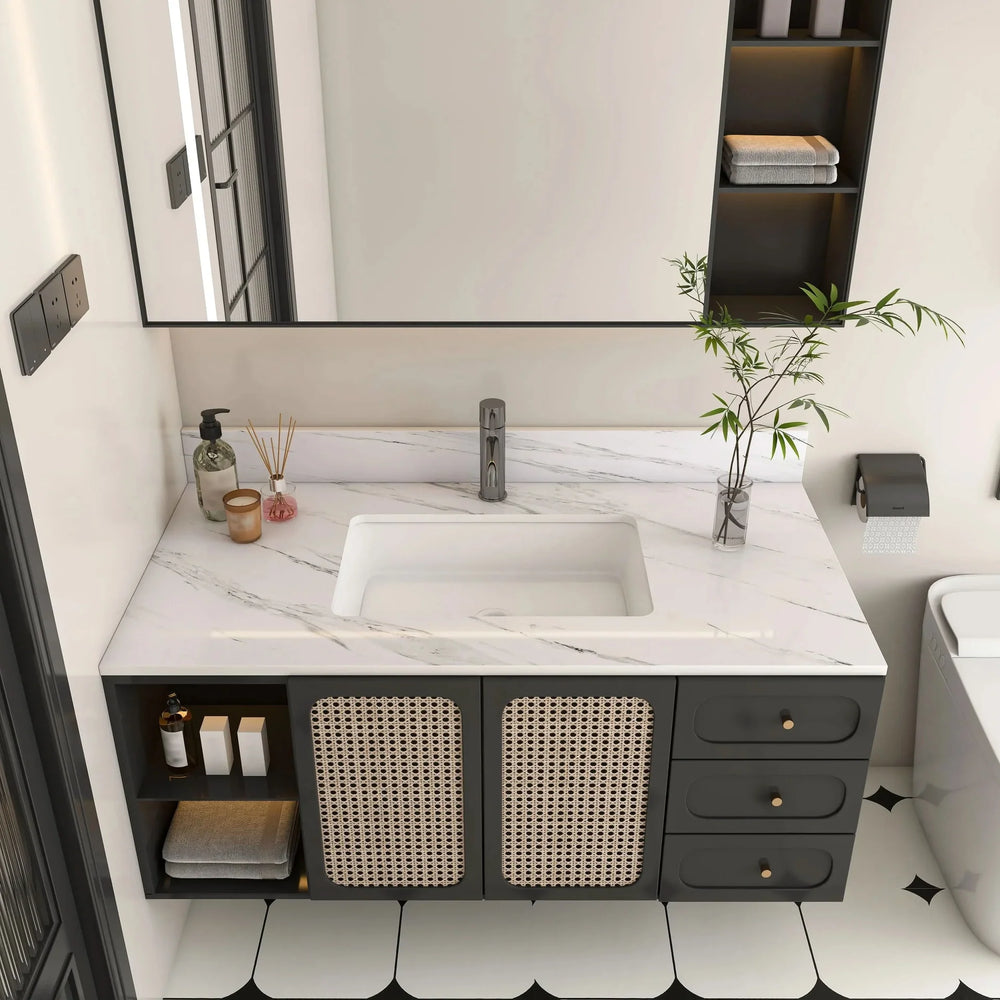 Marble Vanity Top Sintered Stone With Pre-Drilled Faucet Hole & Backsplash Media 16