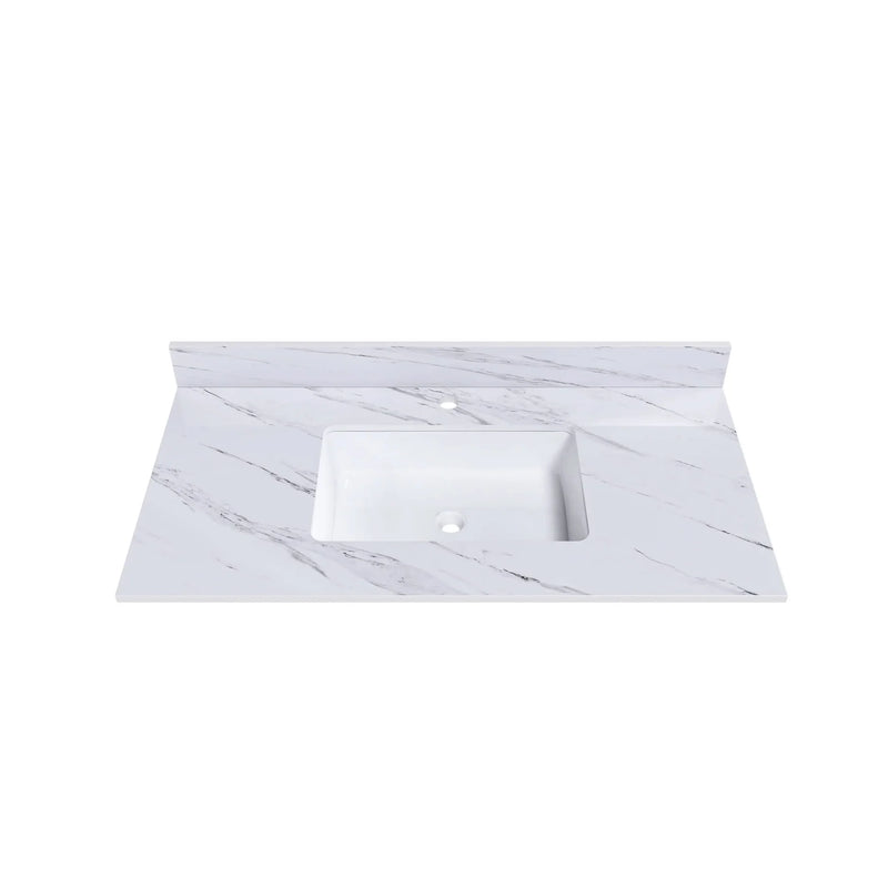Marble Vanity Top Sintered Stone With Pre-Drilled Faucet Hole & Backsplash