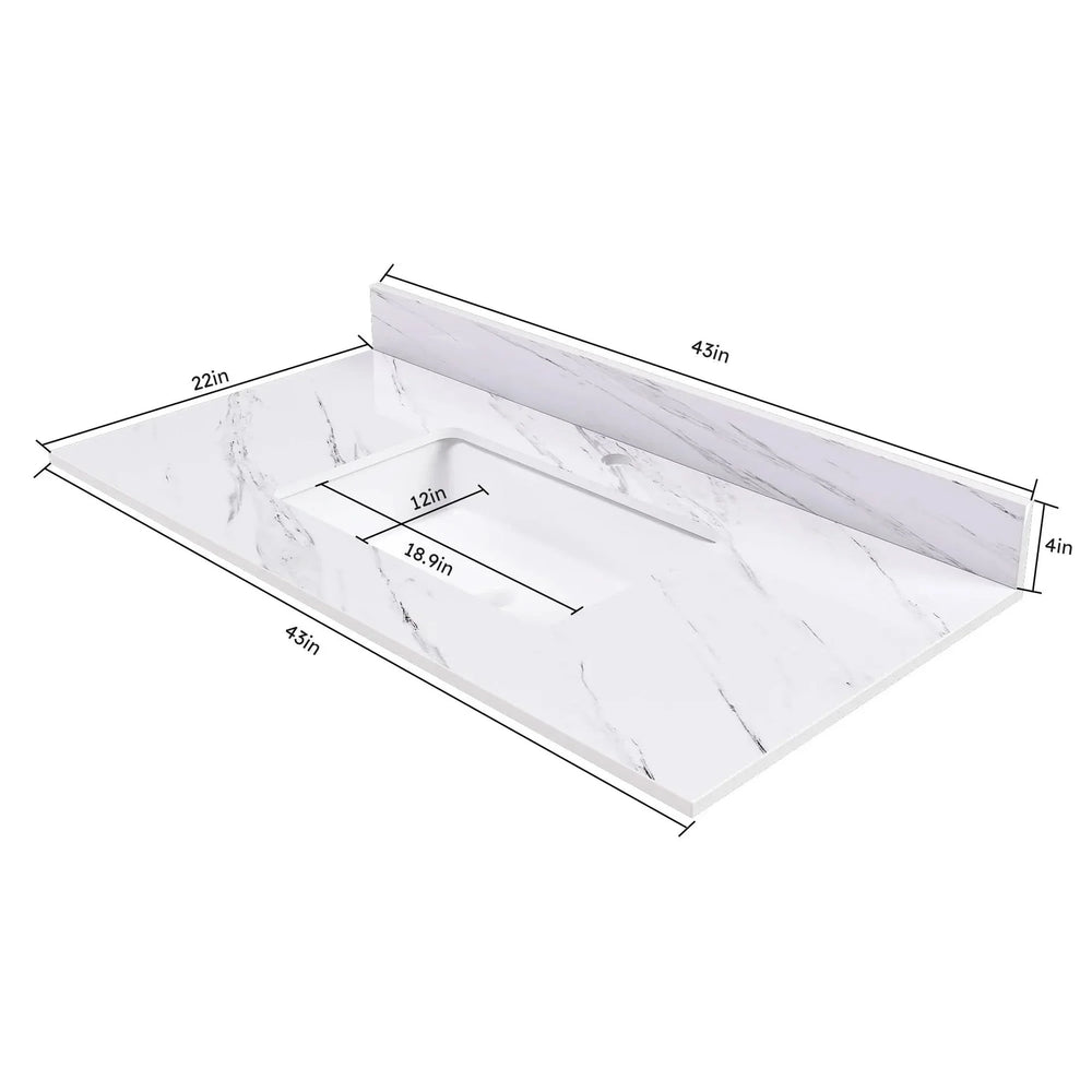 Marble Vanity Top Sintered Stone With Pre-Drilled Faucet Hole & Backsplash Media 4