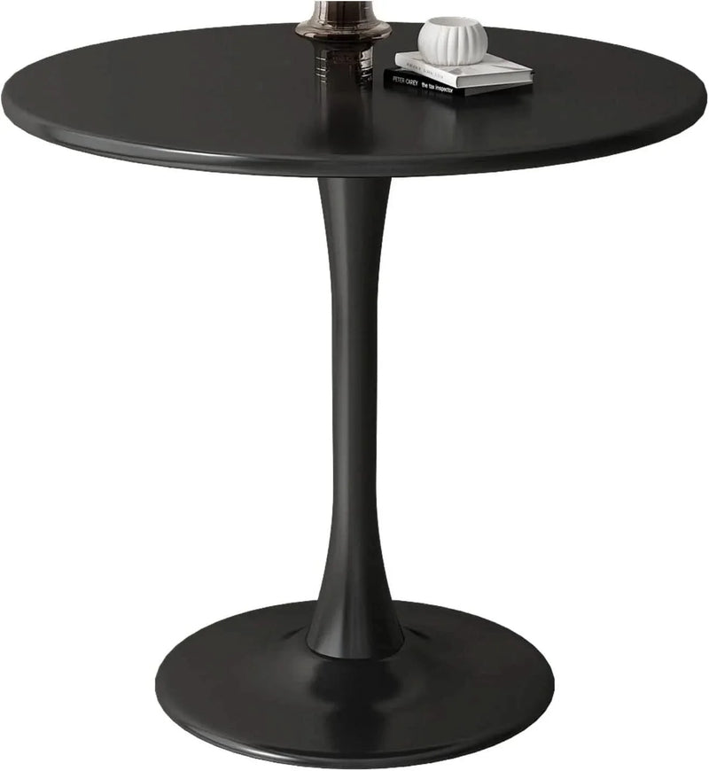Round Dining Table Wood Top & Metal Base Modern Living Room & Kitchen