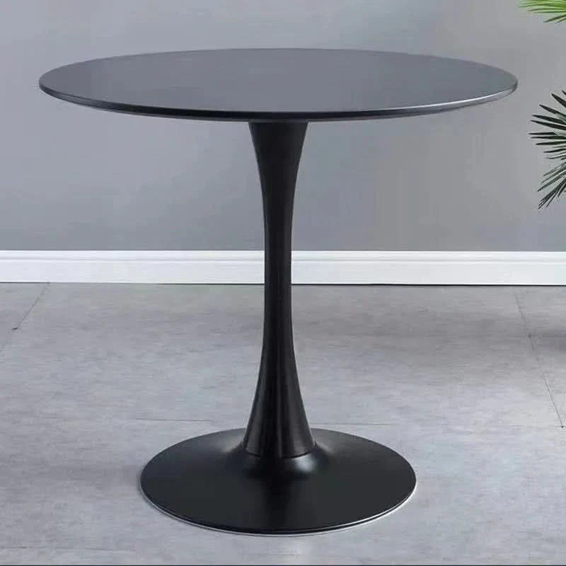 Round Dining Table Wood Top & Metal Base Modern Living Room & Kitchen