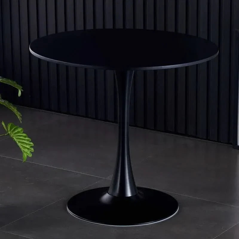 Round Dining Table Wood Top & Metal Base Modern Living Room & Kitchen