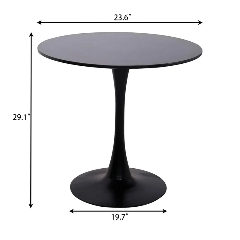 Round Dining Table Wood Top & Metal Base Modern Living Room & Kitchen