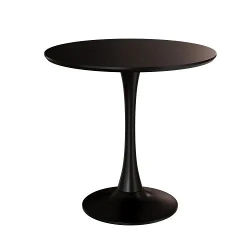 Round Dining Table Wood Top & Metal Base Modern Living Room & Kitchen
