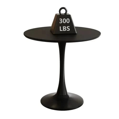 Round Dining Table Wood Top & Metal Base Modern Living Room & Kitchen Media 8