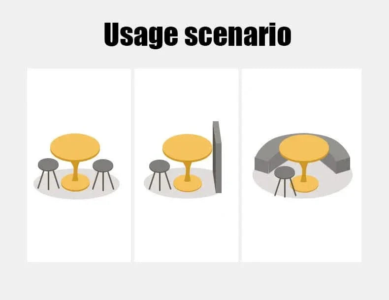Round Dining Table Wood Top & Metal Base Modern Living Room & Kitchen
