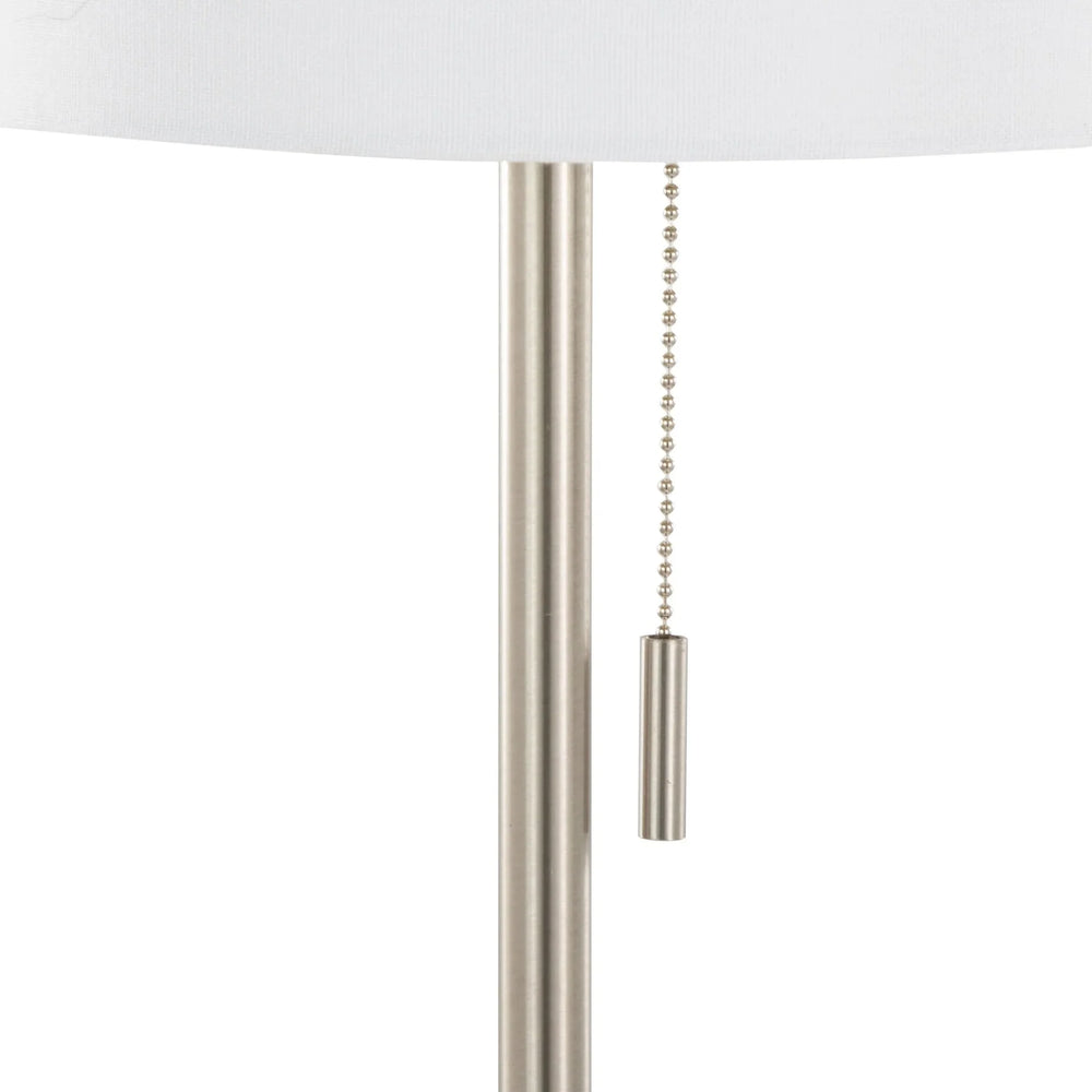 Contemporary Floor Lamp Brushed Nickel Linen Shade Minimalist Living Room Media 3