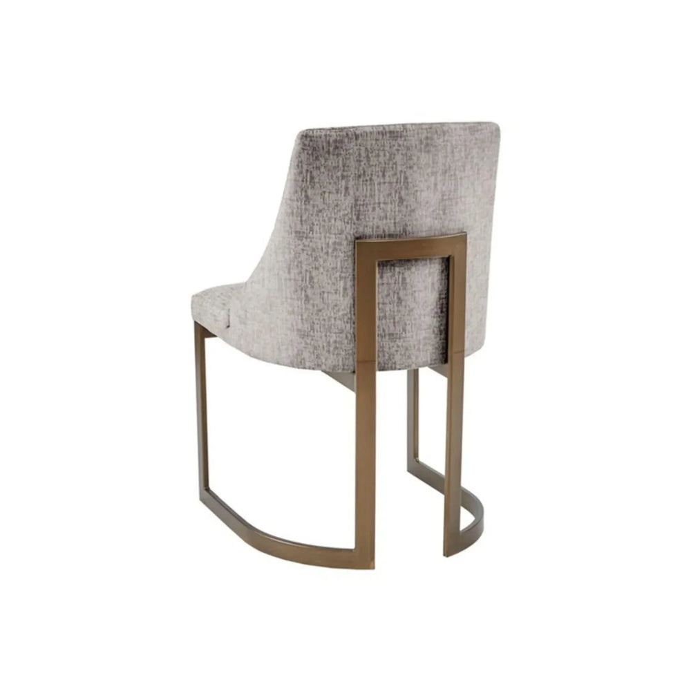 Dining Chairs Set Of 2 Grey Fabric & Antique Gold Metal Frame Modern Media 6
