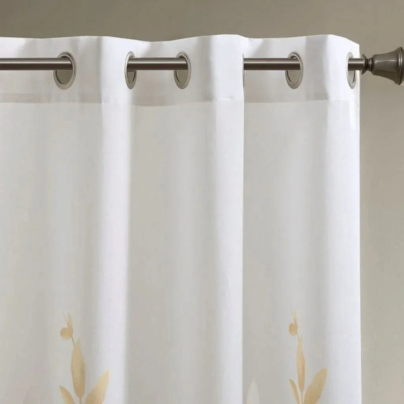Burnout Curtain Panel Polyester Botanical Print Soft Curtains For Living Room