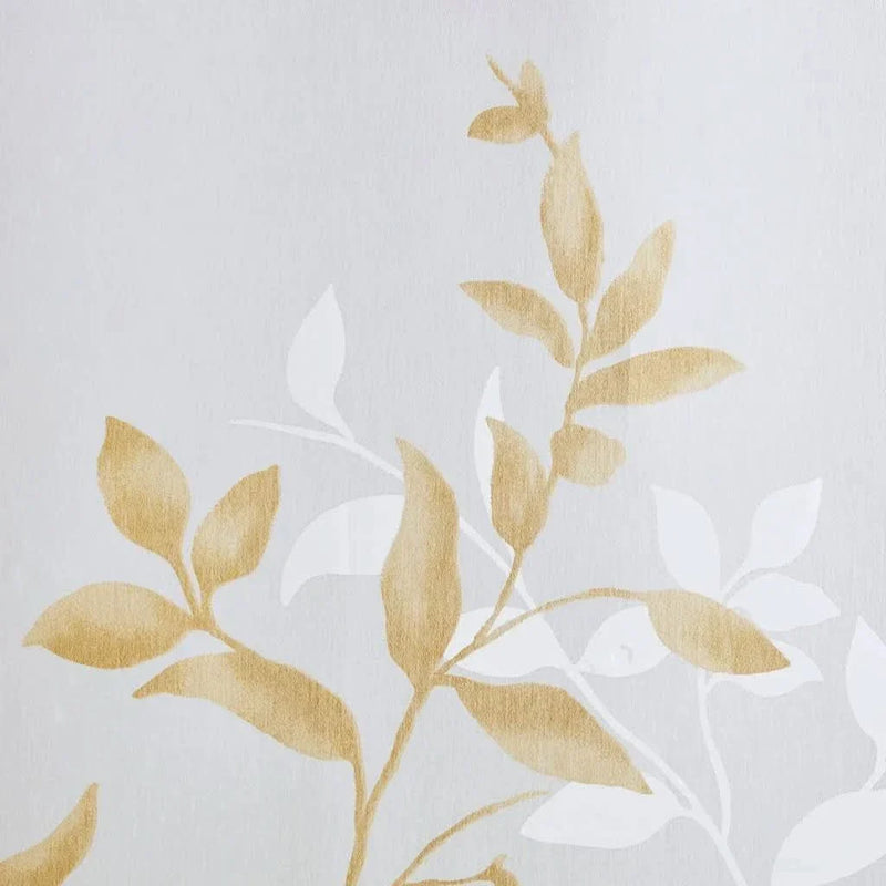 Curtain Panel Polyester Burnout Print Botanical Ivory & Gold Modern