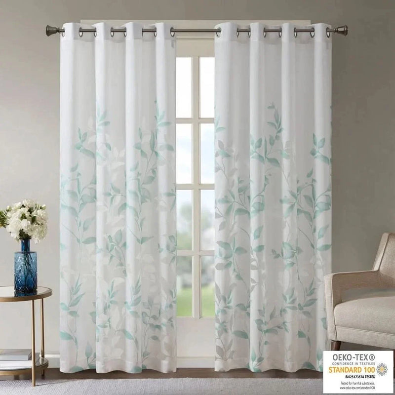 Curtain Panel Polyester Botanical Print Light Filtering For Living Room