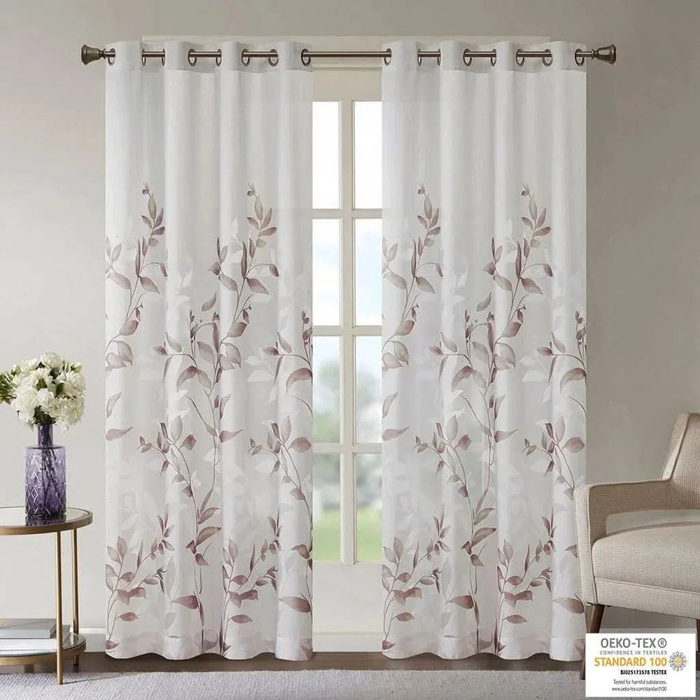Curtain Panel Polyester Burnout Print Multicolor Living Room Decor Media 3