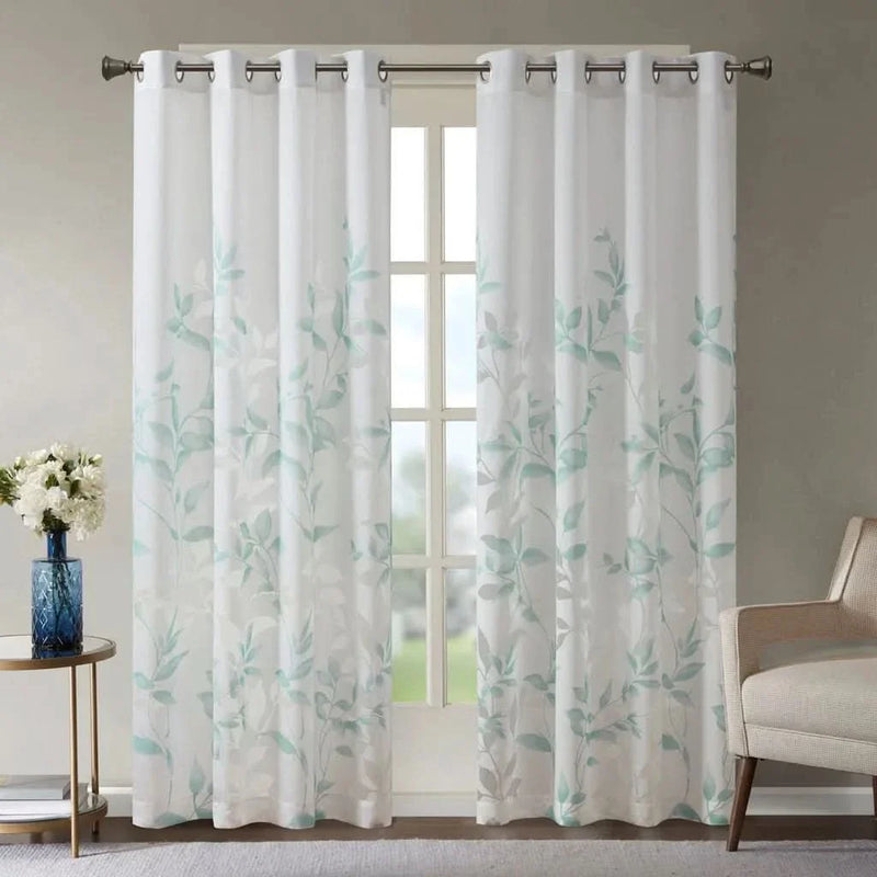 Curtain Panel Polyester Botanical Print Light Filtering For Living Room