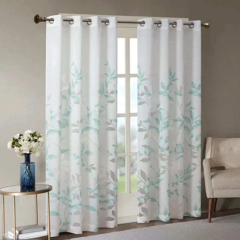 Curtain Panel Polyester Botanical Print Light Filtering For Living Room