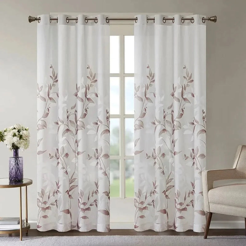 Curtain Panel Polyester Burnout Print Multicolor Living Room Decor