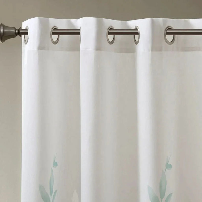 Curtain Panels Polyester Burnout Botanical Print 84 Inch Length Pair