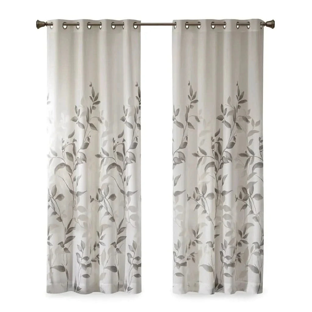 Botanical Curtain Panels Polyester Burnout Print Modern Two Panels Media 1