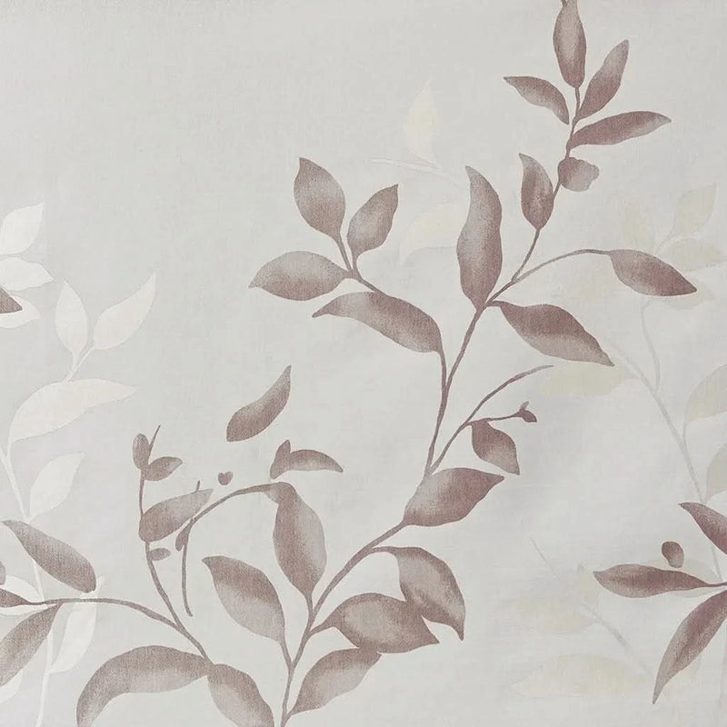 Curtain Panel Polyester Burnout Botanical Print White & Multi Modern