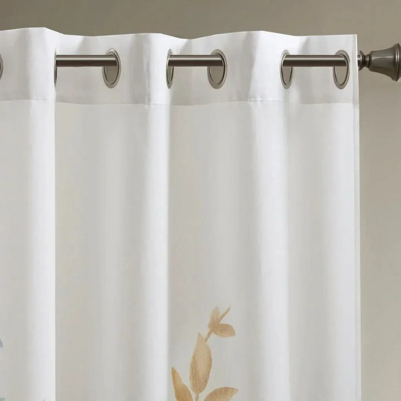 Burnout Curtain Panel Polyester Botanical Print Soft Curtains For Living Room