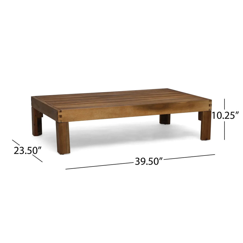 Acacia Wood Outdoor Sofa Set Beige Cushions & Ottoman & Table Included