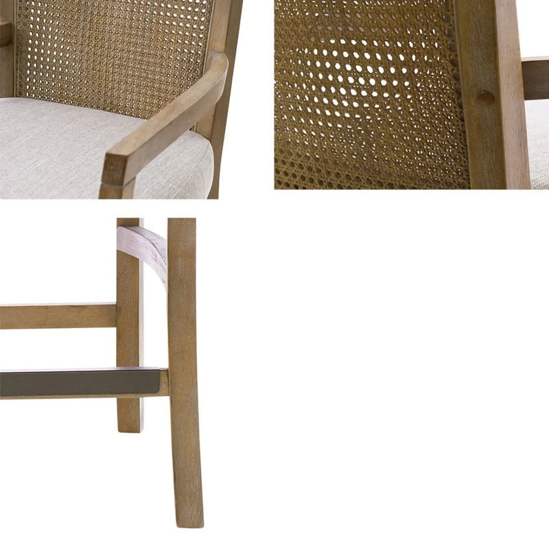 Counter Stool Cane Back Upholstered Seat In Reclaimed Natural Finish