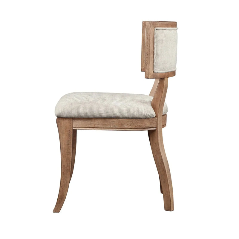 Dining Chairs Polyester Upholstery Curved Back Beige Natural Finish