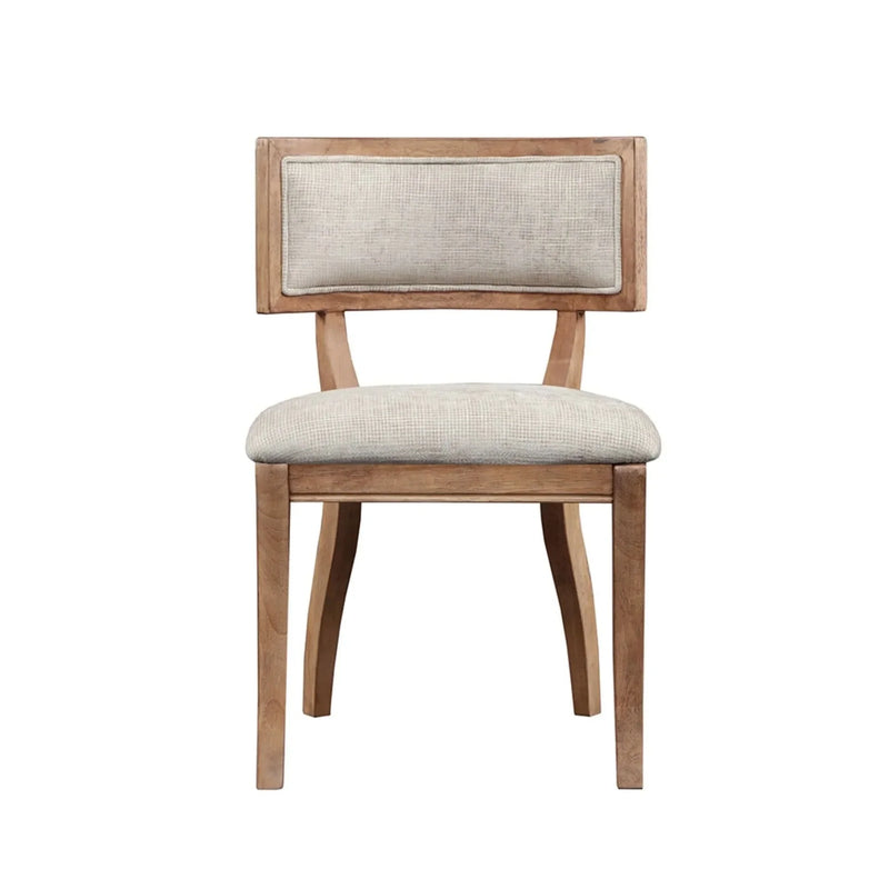 Dining Chairs Polyester Upholstery Curved Back Beige Natural Finish