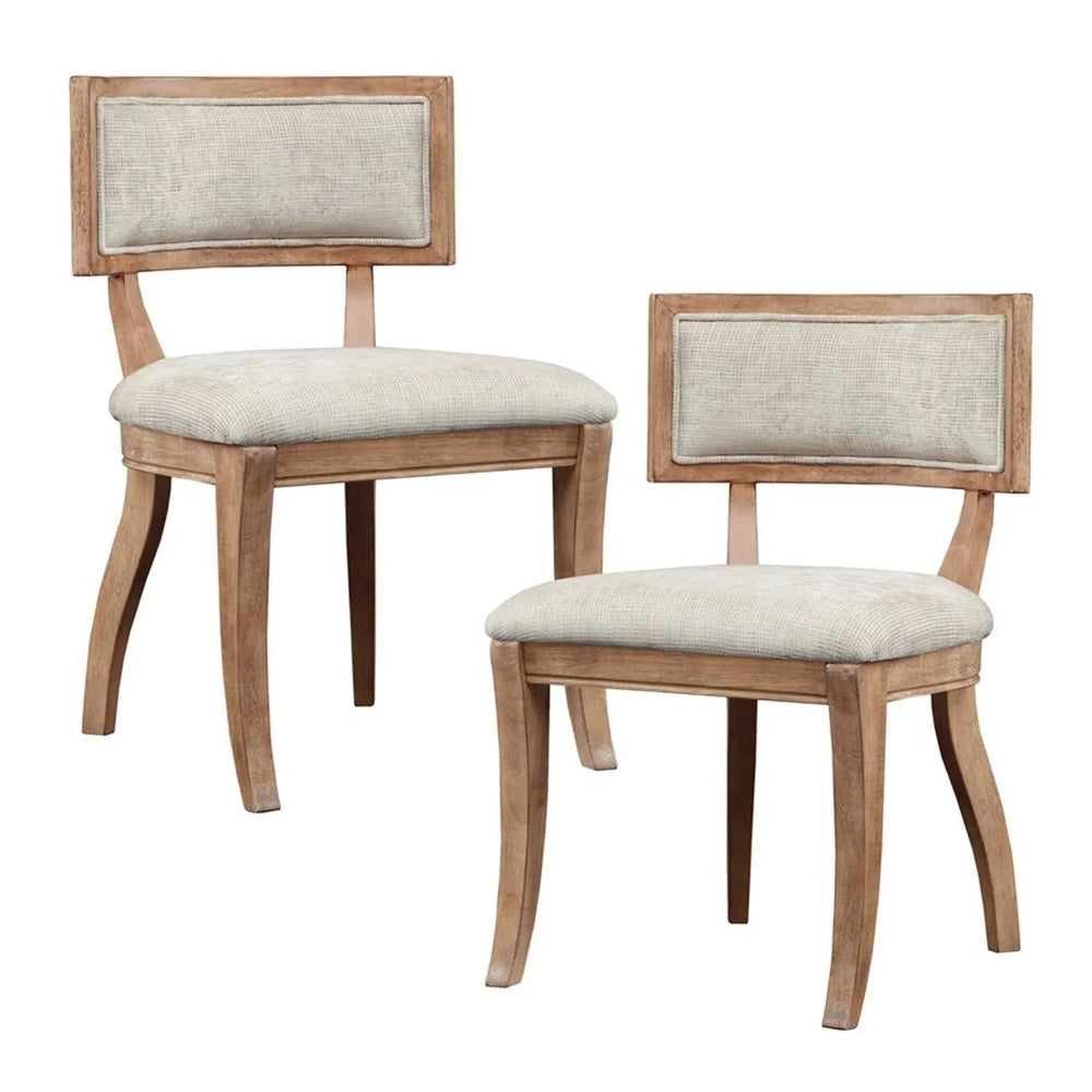 Dining Chairs Polyester Upholstery Curved Back Beige Natural Finish Media 7