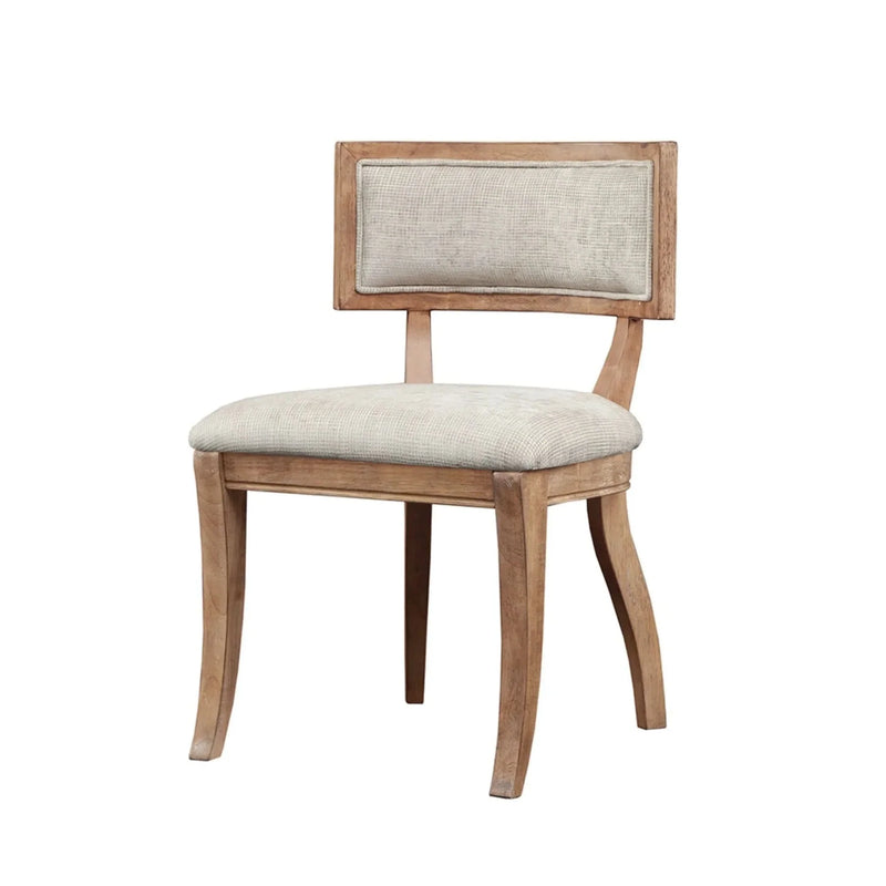 Dining Chairs Polyester Upholstery Curved Back Beige Natural Finish