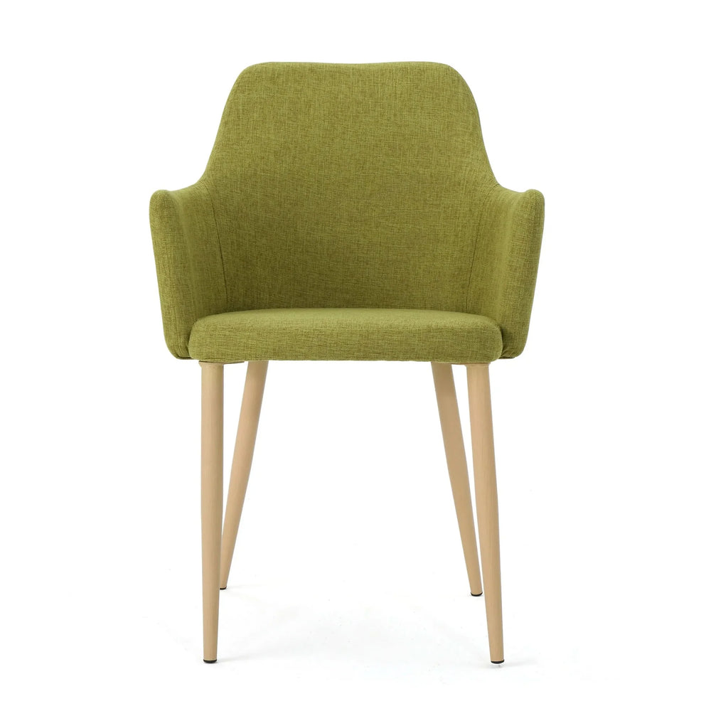 Dining Chair Set Green Fabric & Wood Finish Contoured Support Pair Media 7