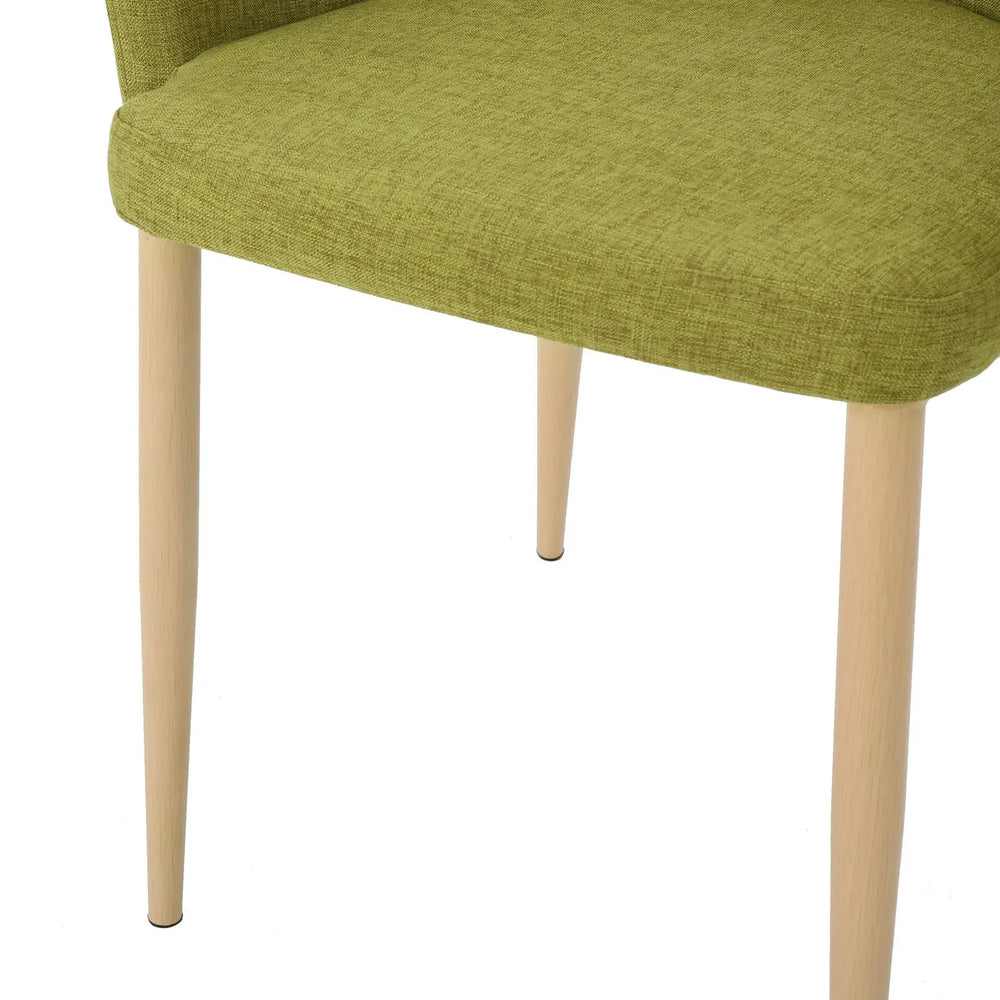 Dining Chair Set Green Fabric & Wood Finish Contoured Support Pair Media 14