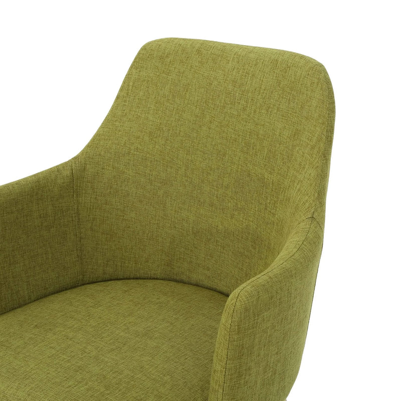 Dining Chair Set Green Fabric & Wood Finish Contoured Support Pair