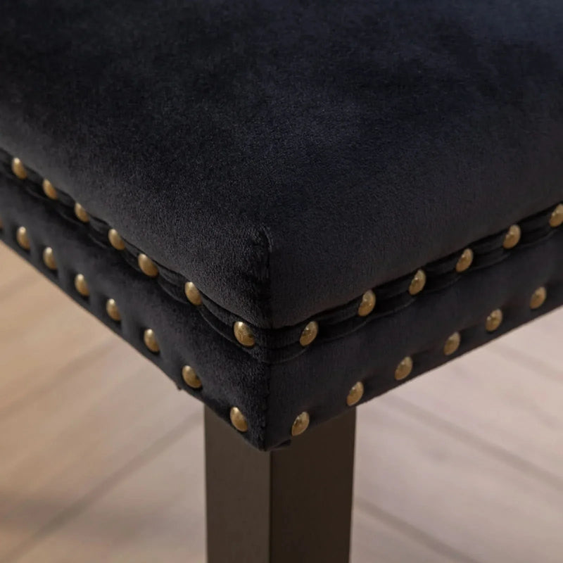 Velvet Dining Chairs Tufted Solid Wood & Nailhead Trim Set Of Two