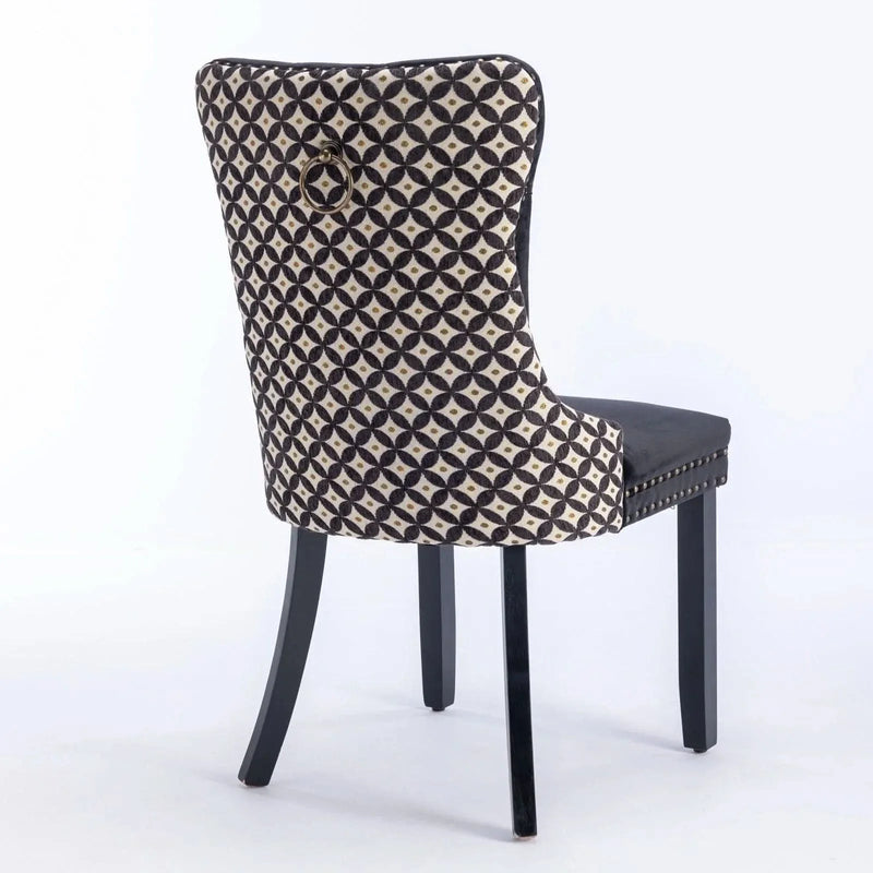 Velvet Dining Chairs Tufted Solid Wood & Nailhead Trim Set Of Two