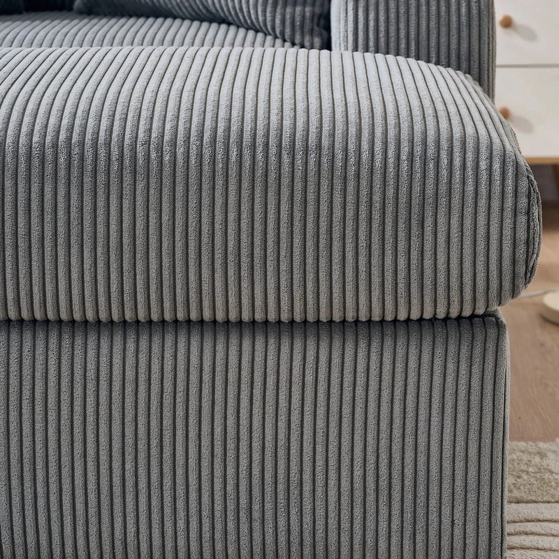 Corduroy Lounge Chair Oversized With Ottoman & Storage Grey Living Room