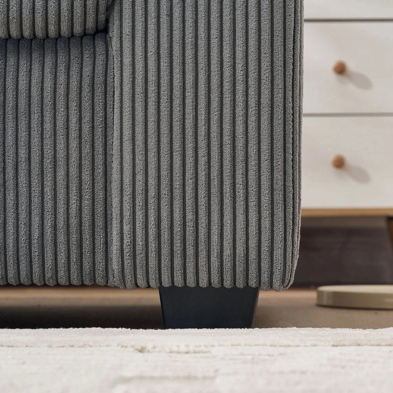 Corduroy Lounge Chair Oversized With Ottoman & Storage Grey Living Room