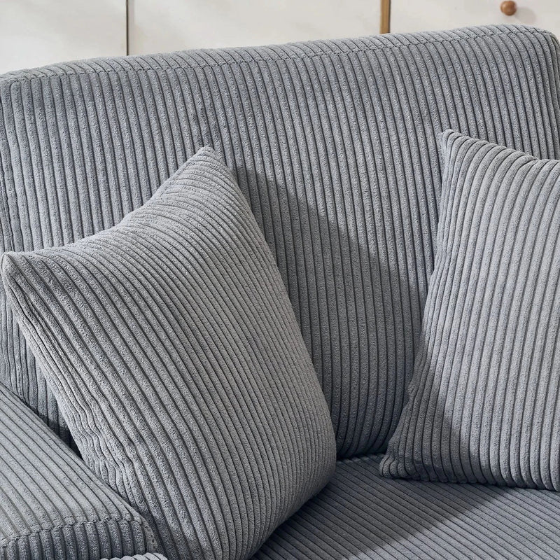 Corduroy Lounge Chair Oversized With Ottoman & Storage Grey Living Room