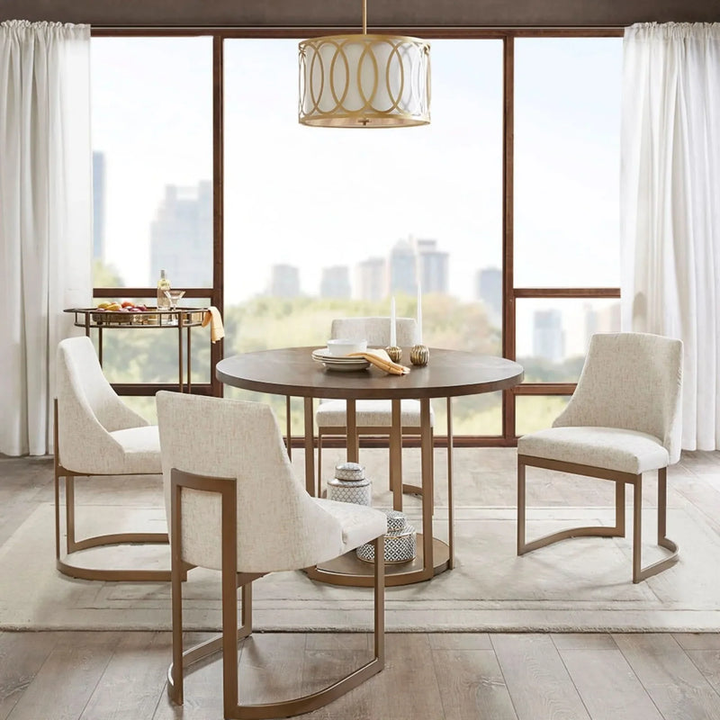 Dining Chairs Solid Wood Cream Upholstery Contemporary Two Chair Set