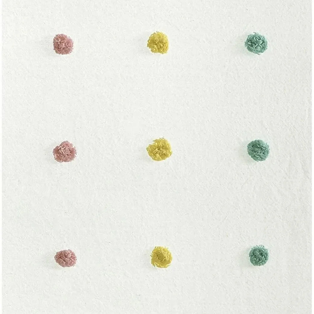 Cotton Curtain Panel Jacquard Pom Pom Dots On White Ground 84in Long 50in Wide Media 9
